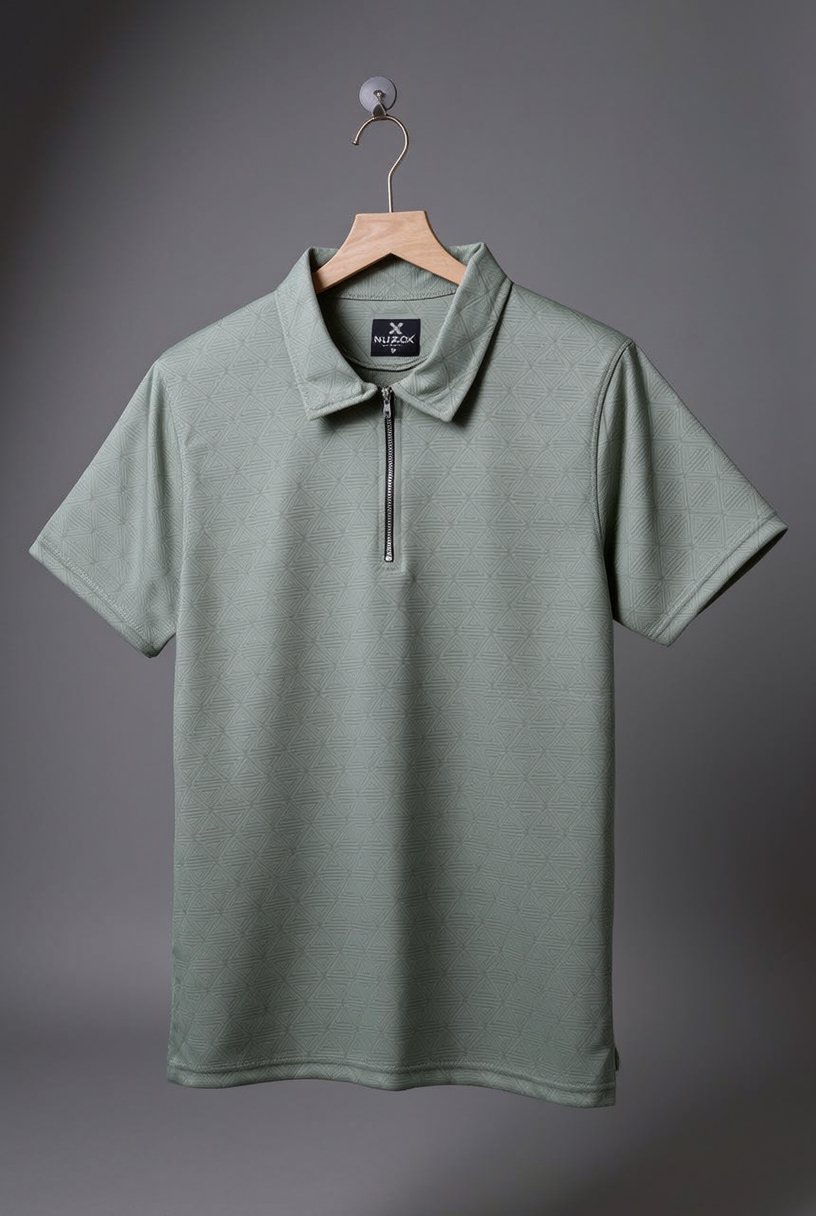 Zipper Polo T-Shirt  Designer Fabric Polycotton